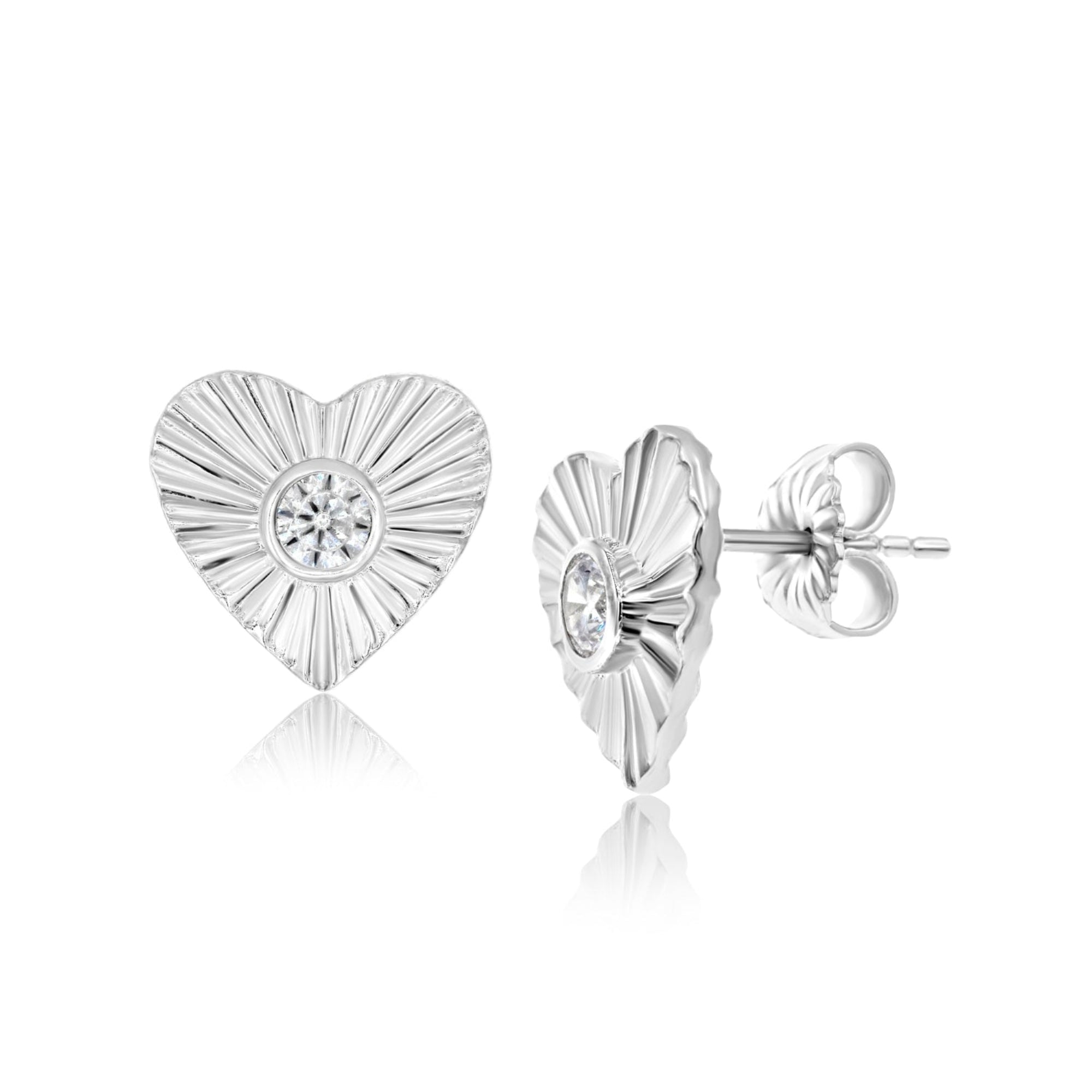 Fluted Heart Studs