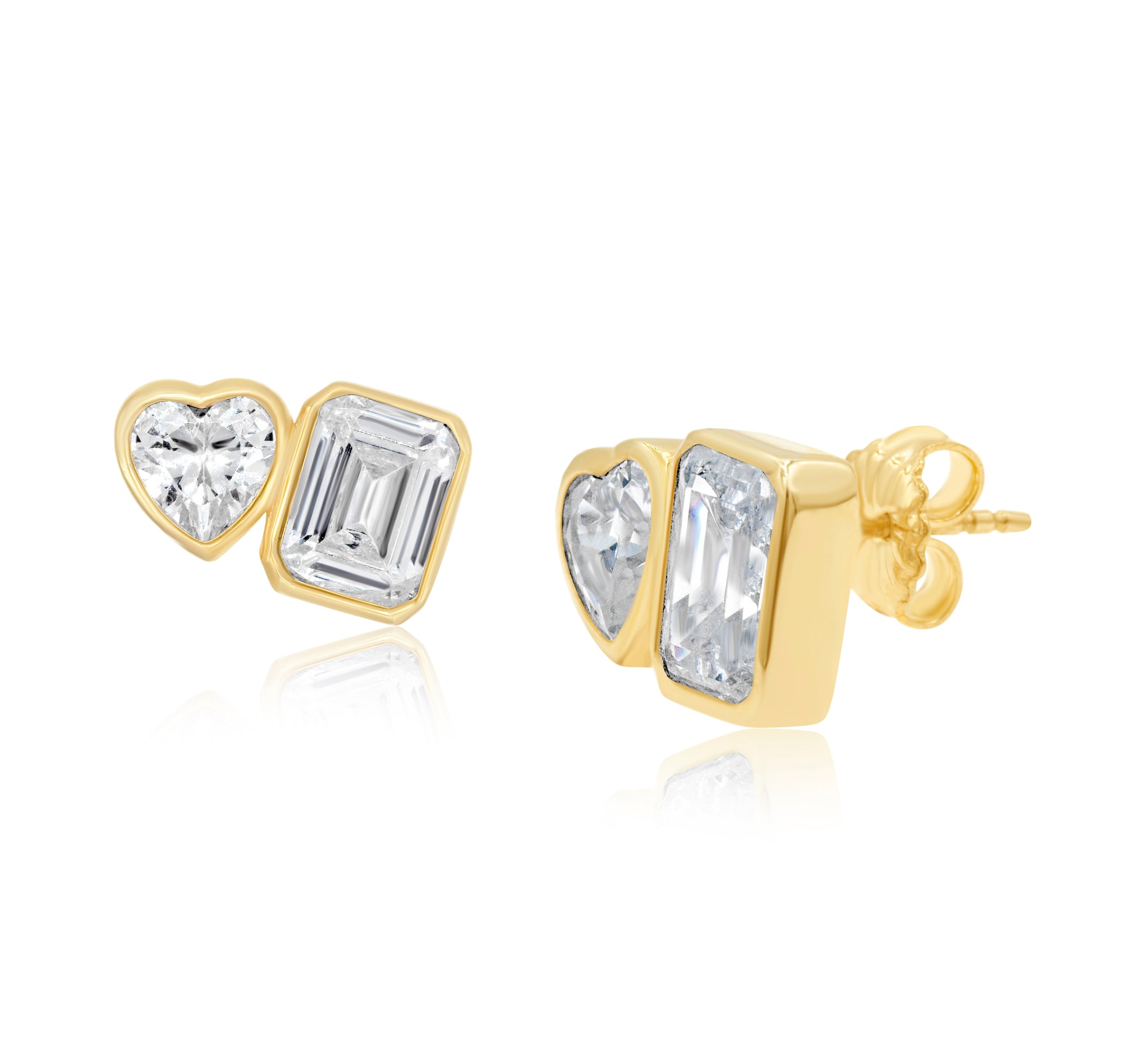 Two Stone Fancy Shape Bezel-Set Studs