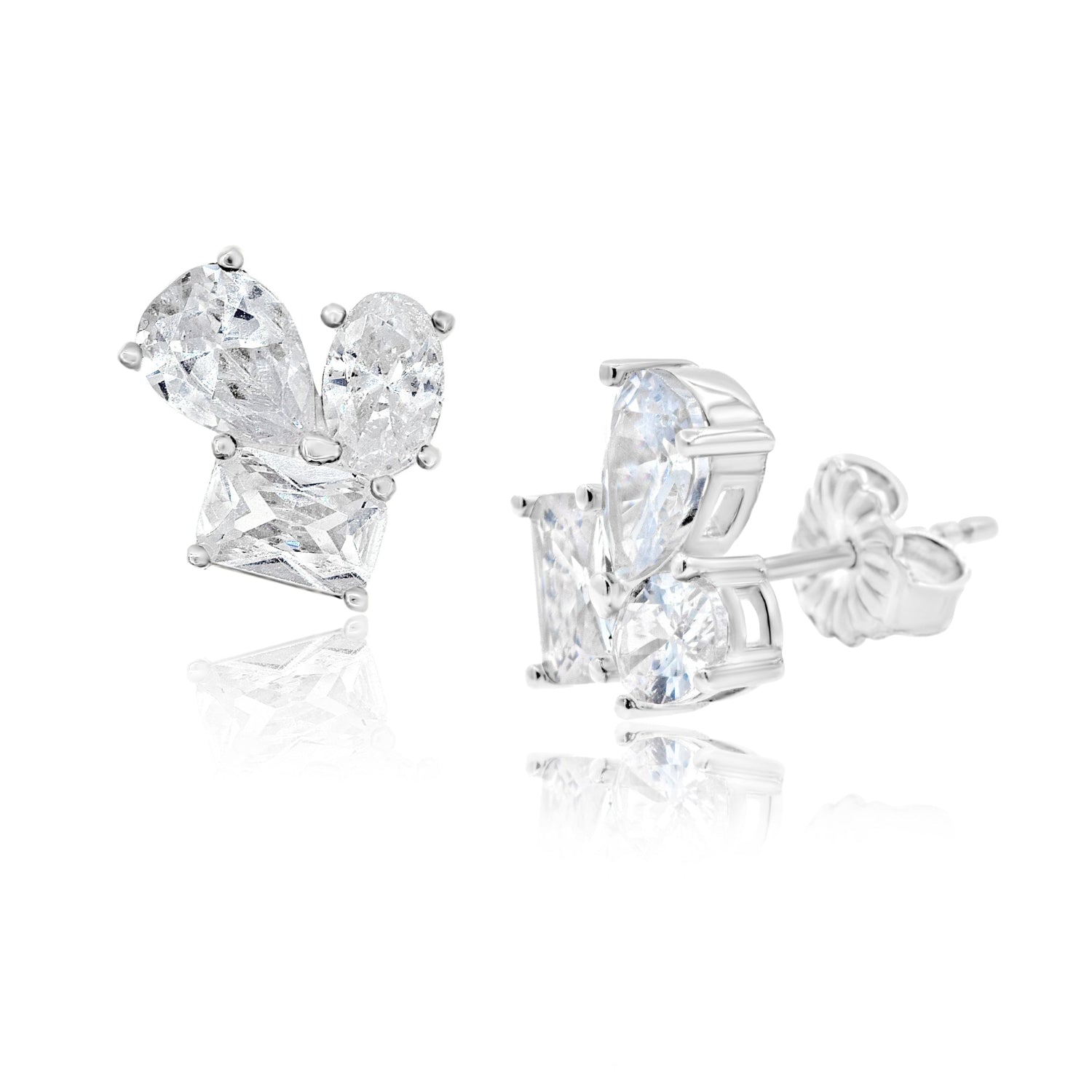 Multi Shape 3 Stone Studs