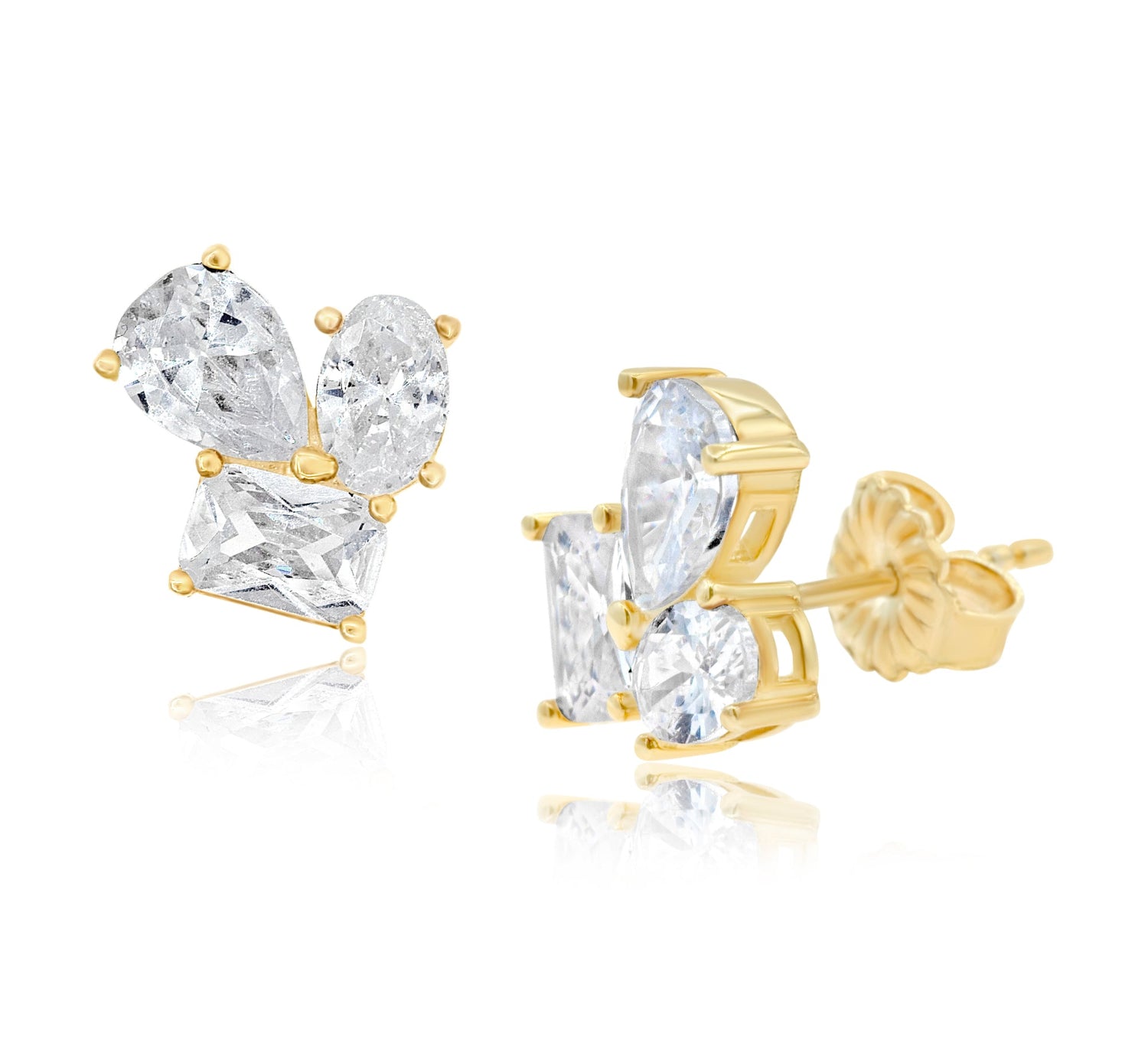 Multi Shape 3 Stone Studs