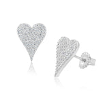 Elongated Large Pave Heart Studs