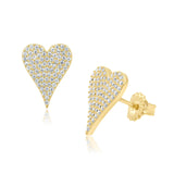 Elongated Large Pave Heart Studs