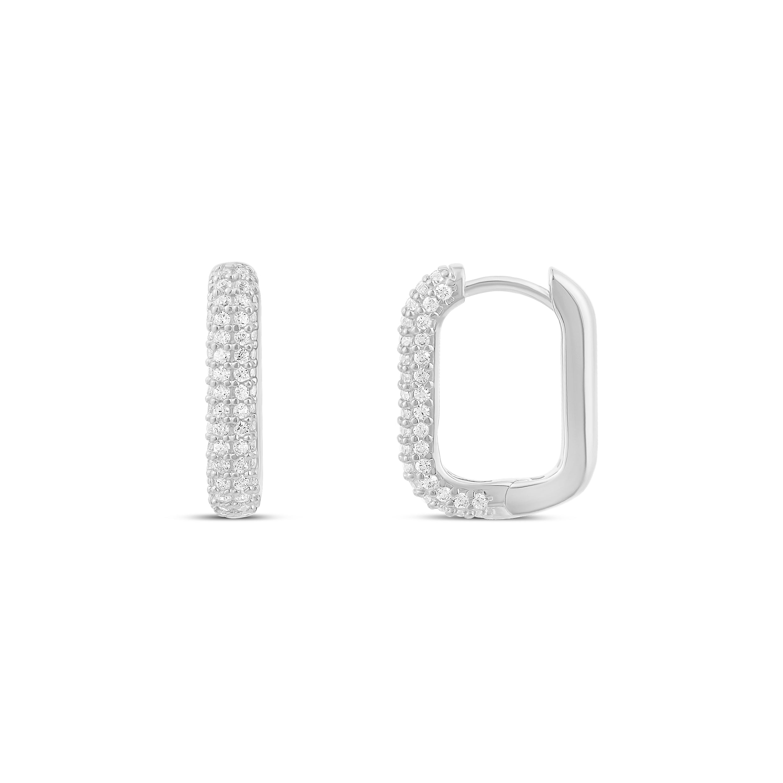 Pave Box Domed Mini Hoops