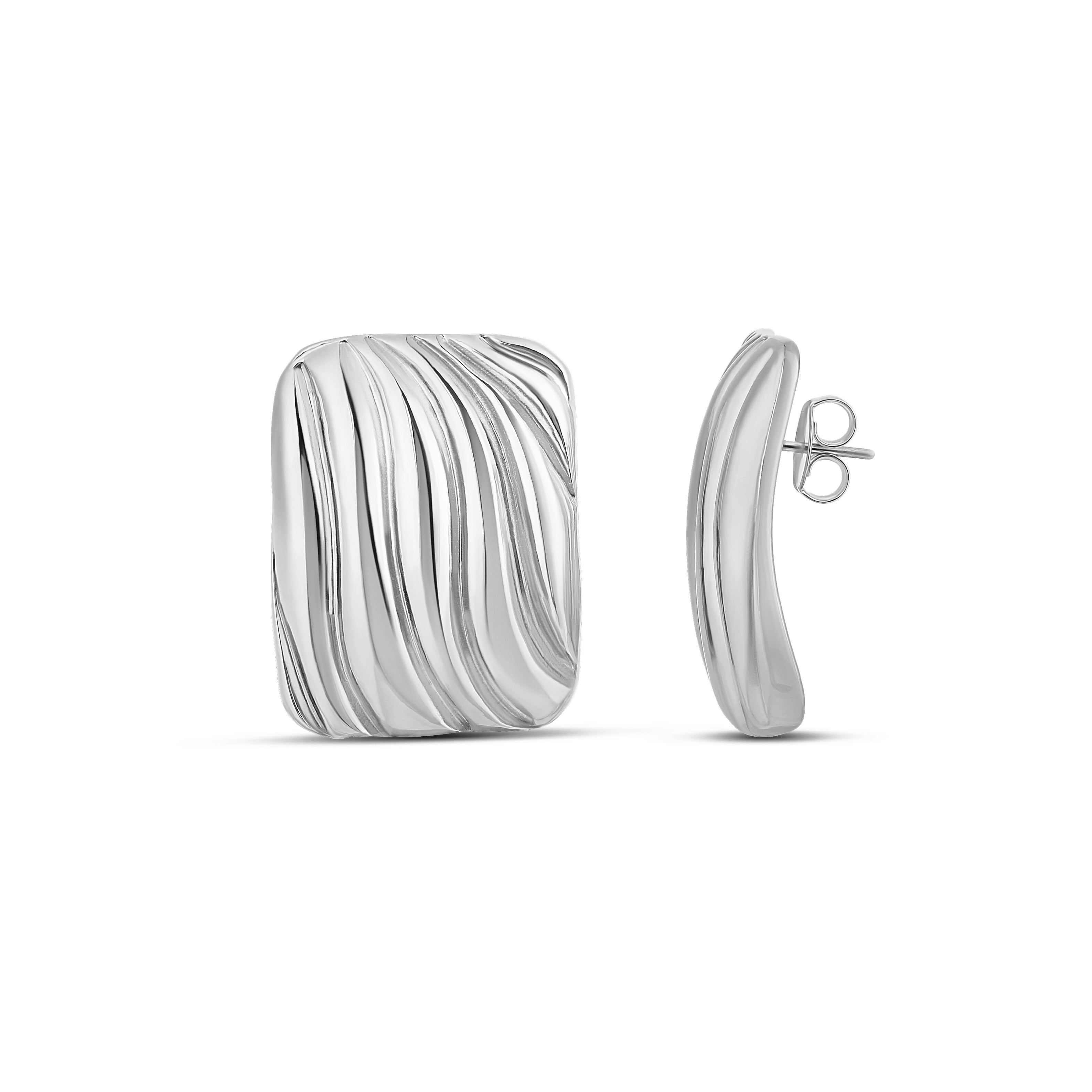 Oversized Textured Square Statement Earrings