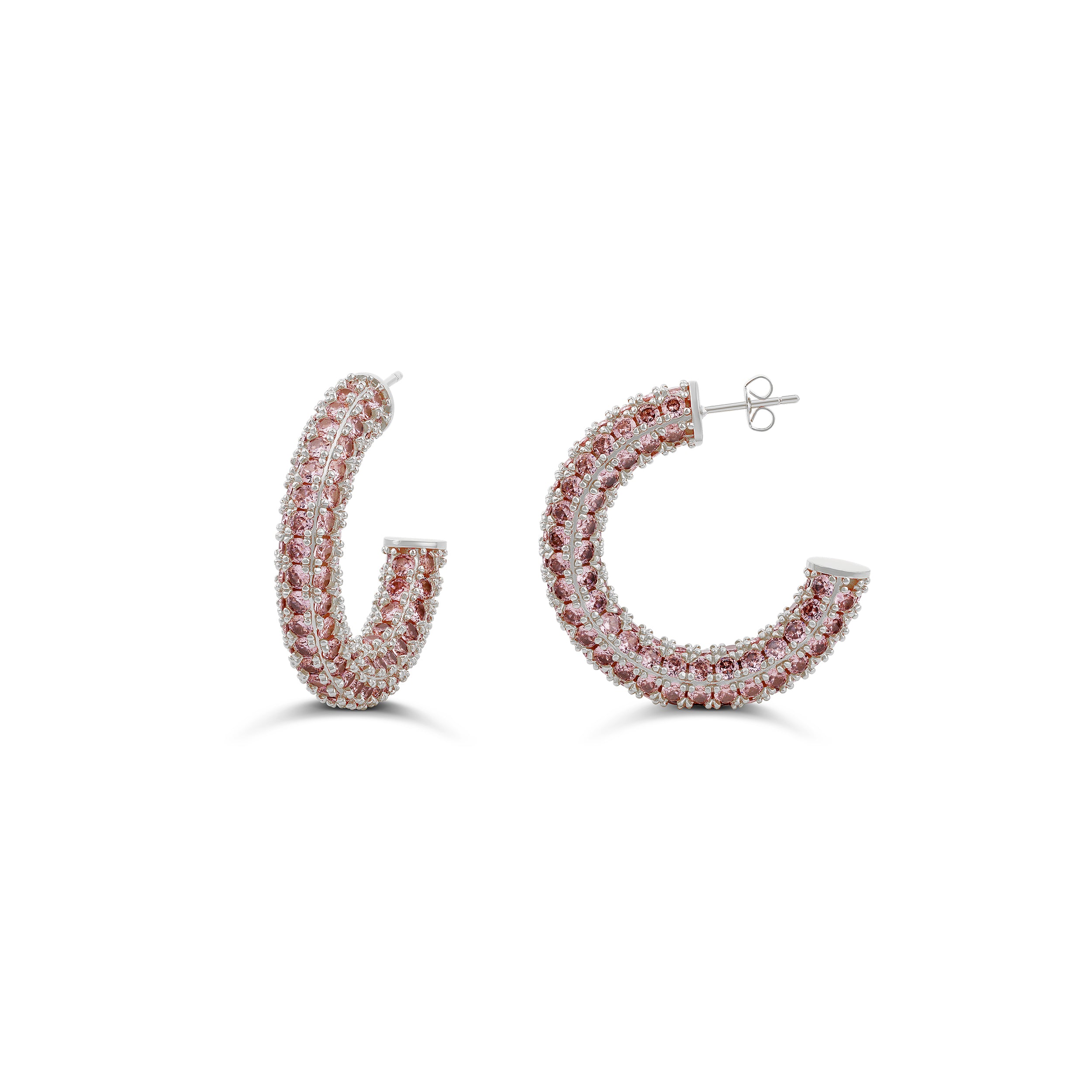 Colored Crystal Pave Hoop Earrings