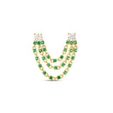 Two Stone Green Triple Chain Earring