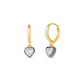 Bezel Heart Drop Earrings