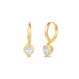 Bezel Heart Drop Earrings