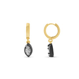 Prong-Set Black Rhodium Drop Earrings