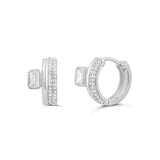 Two Row and Emerald Stone Huggies