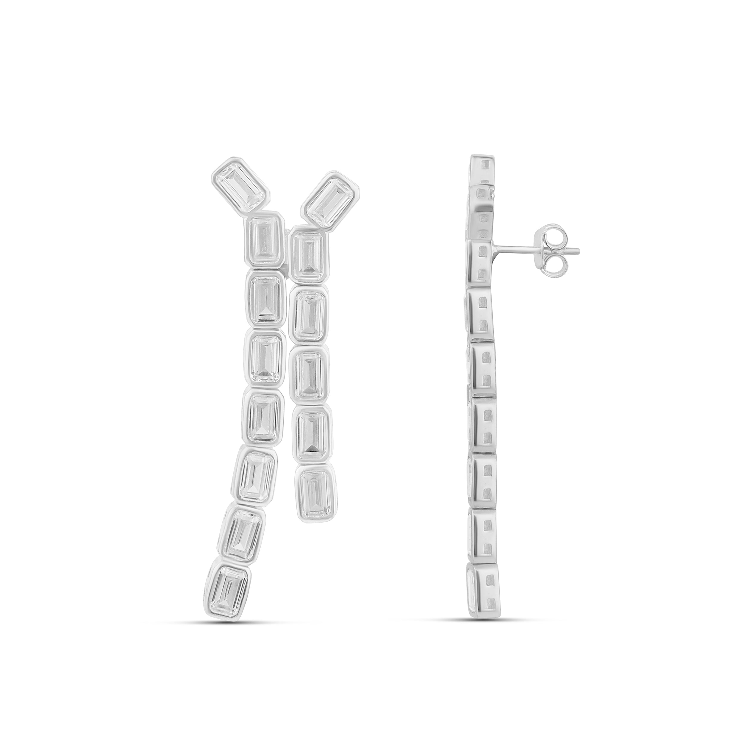 Bezel Set Emerald Statement Earrings