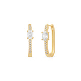 Oval Center Pave Hoops
