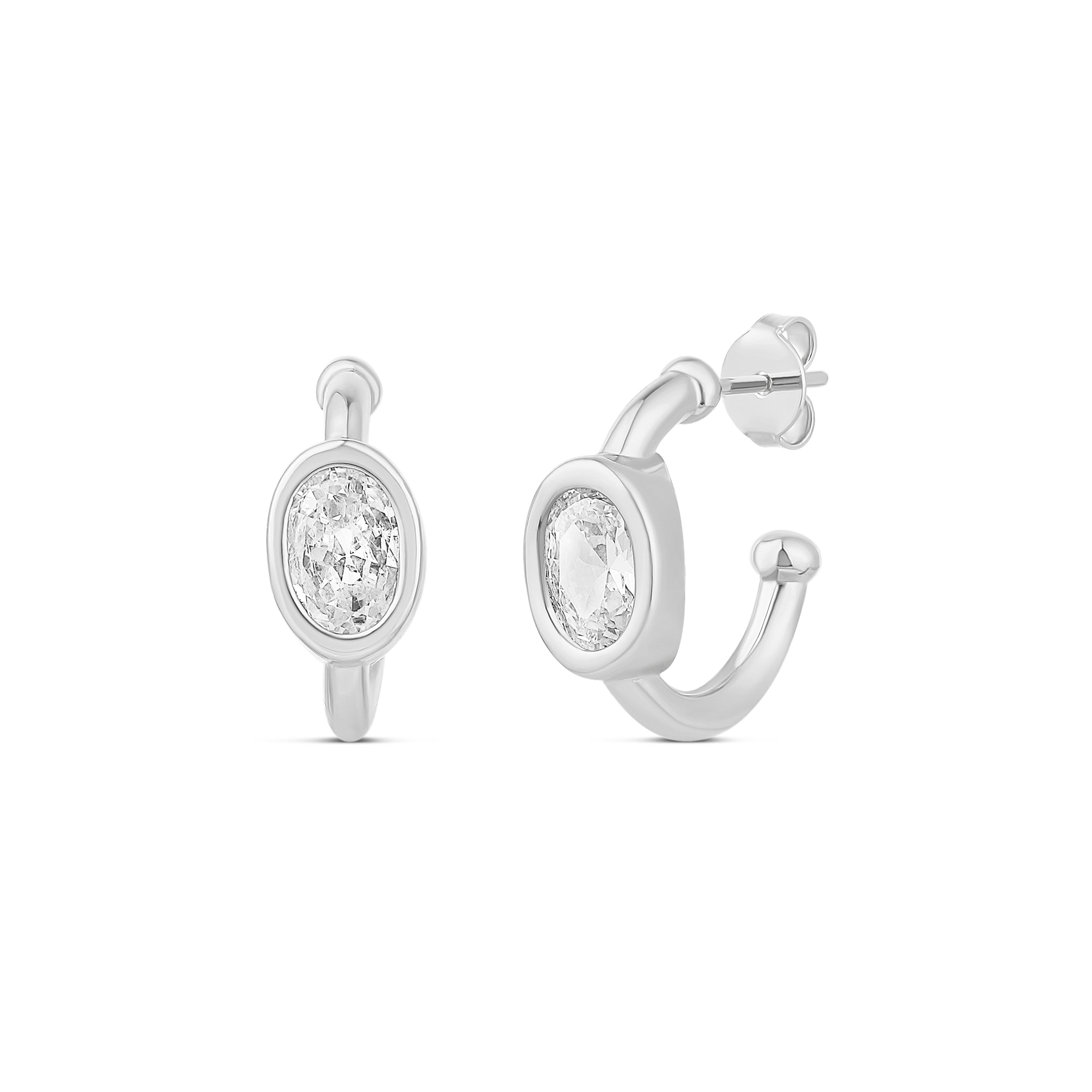Small Oval Bezel Hoops