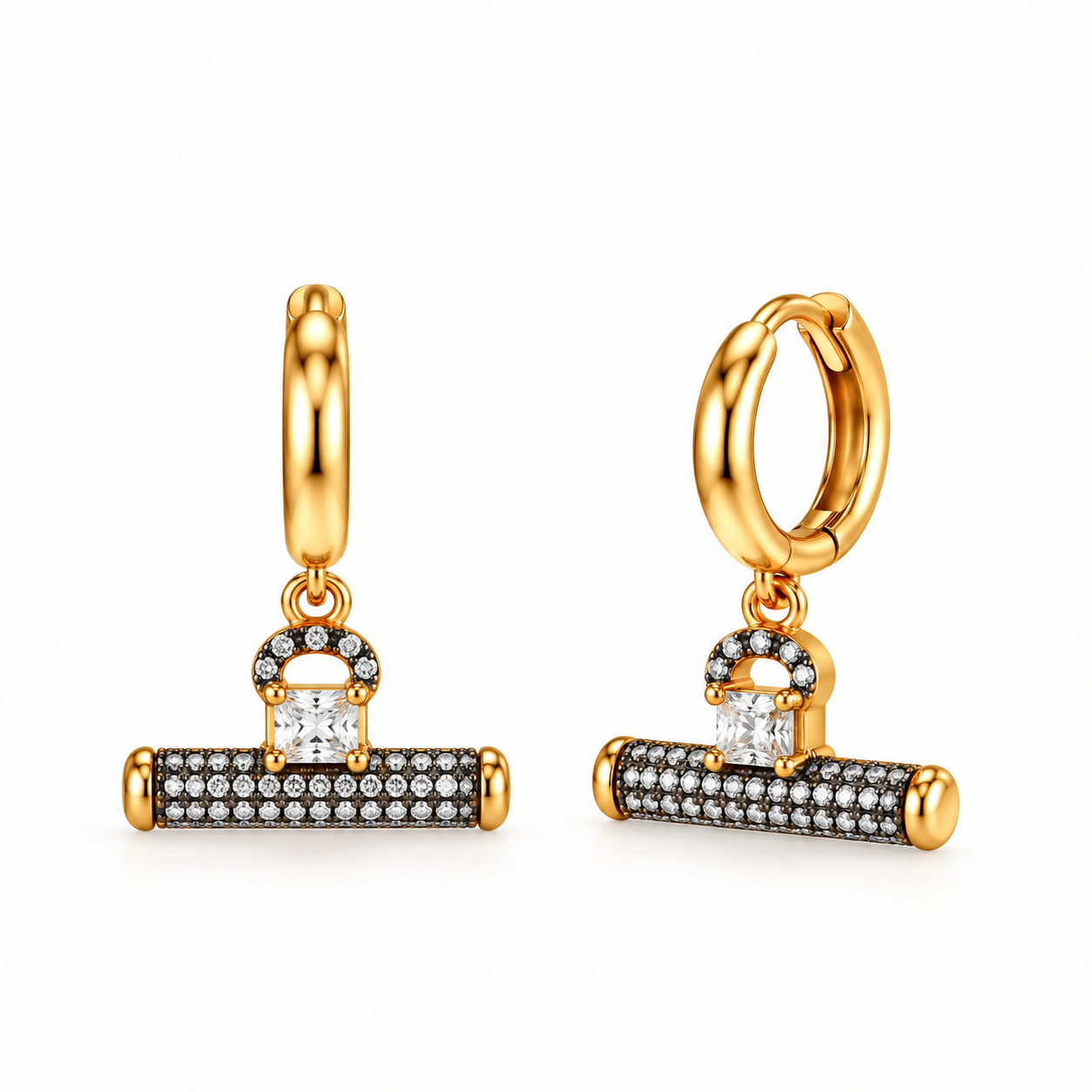 Pave T Bar Earrings