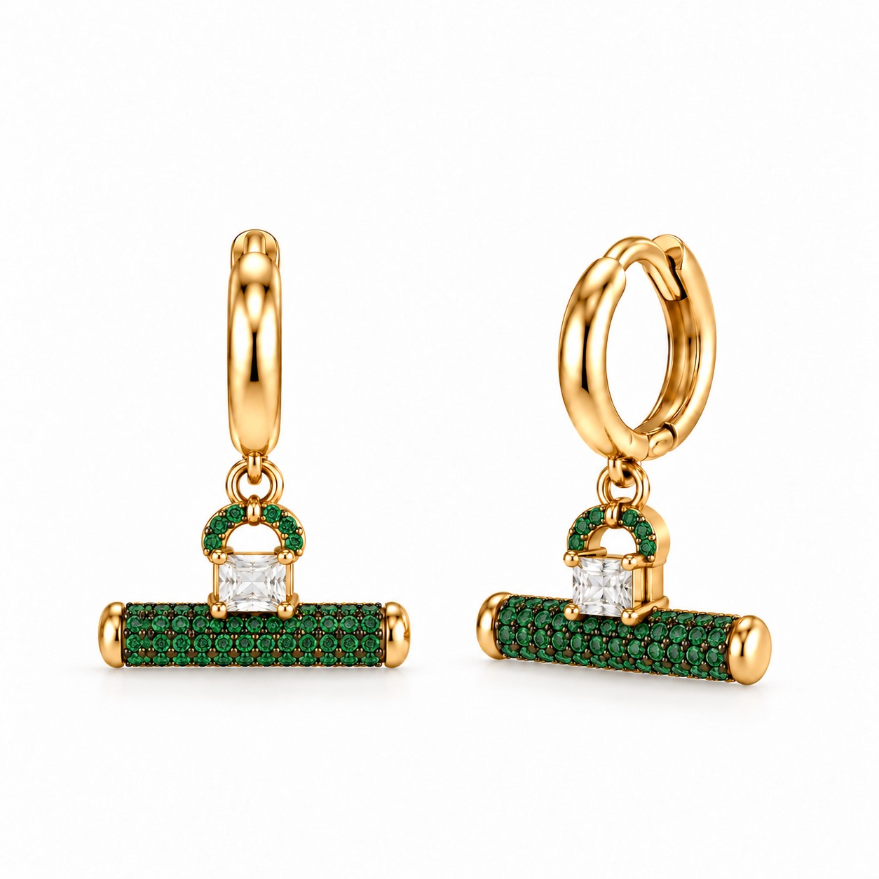 Pave T Bar Earrings