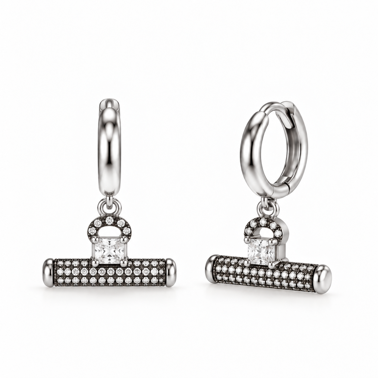 Pave T Bar Earrings