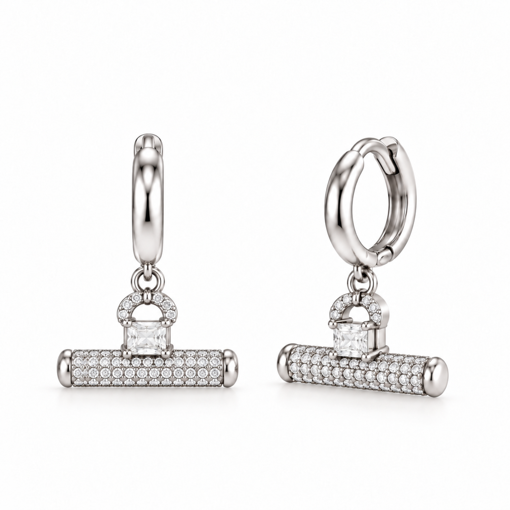 Pave T Bar Earrings