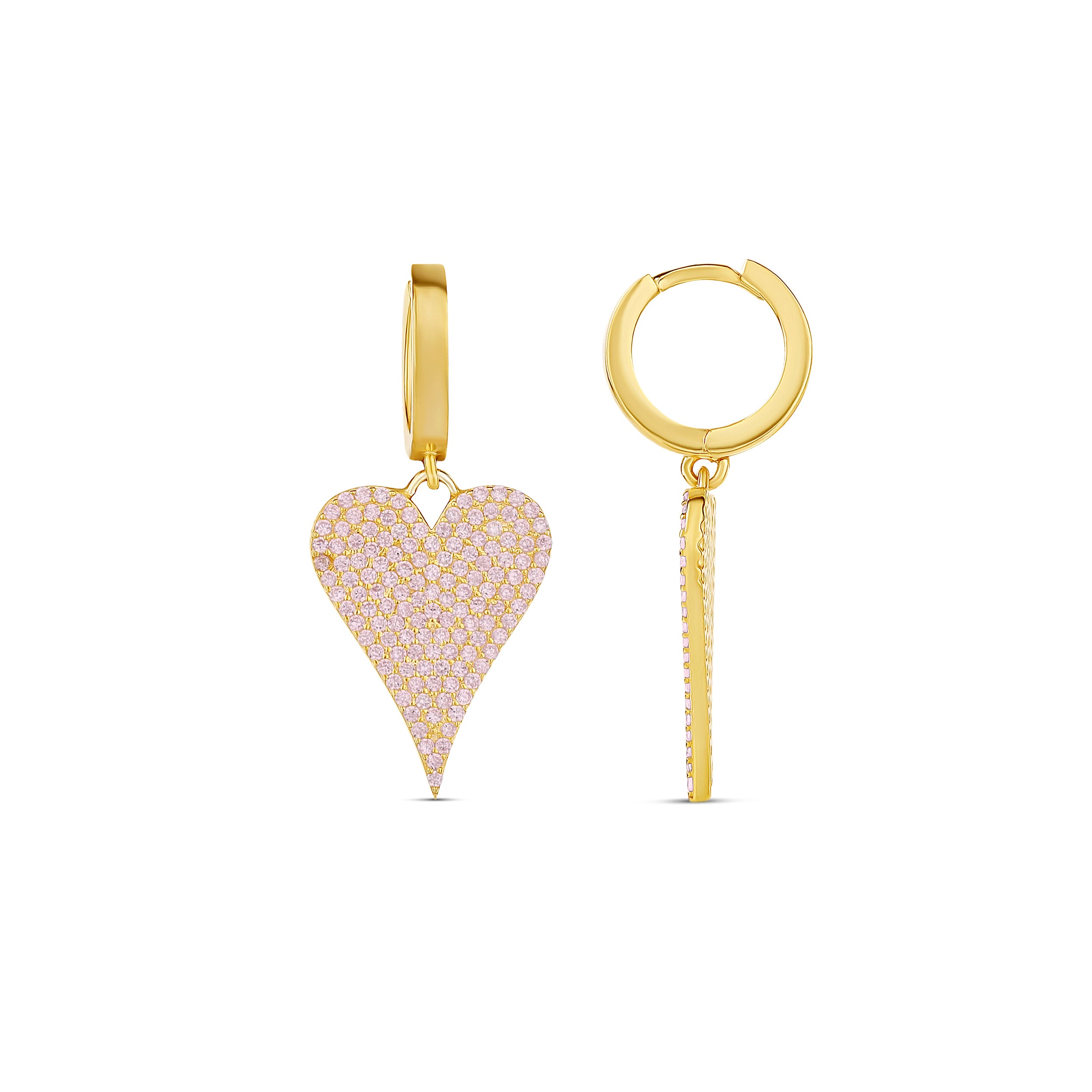Pave Heart Drop Earrings