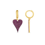 Pave Heart Drop Earrings