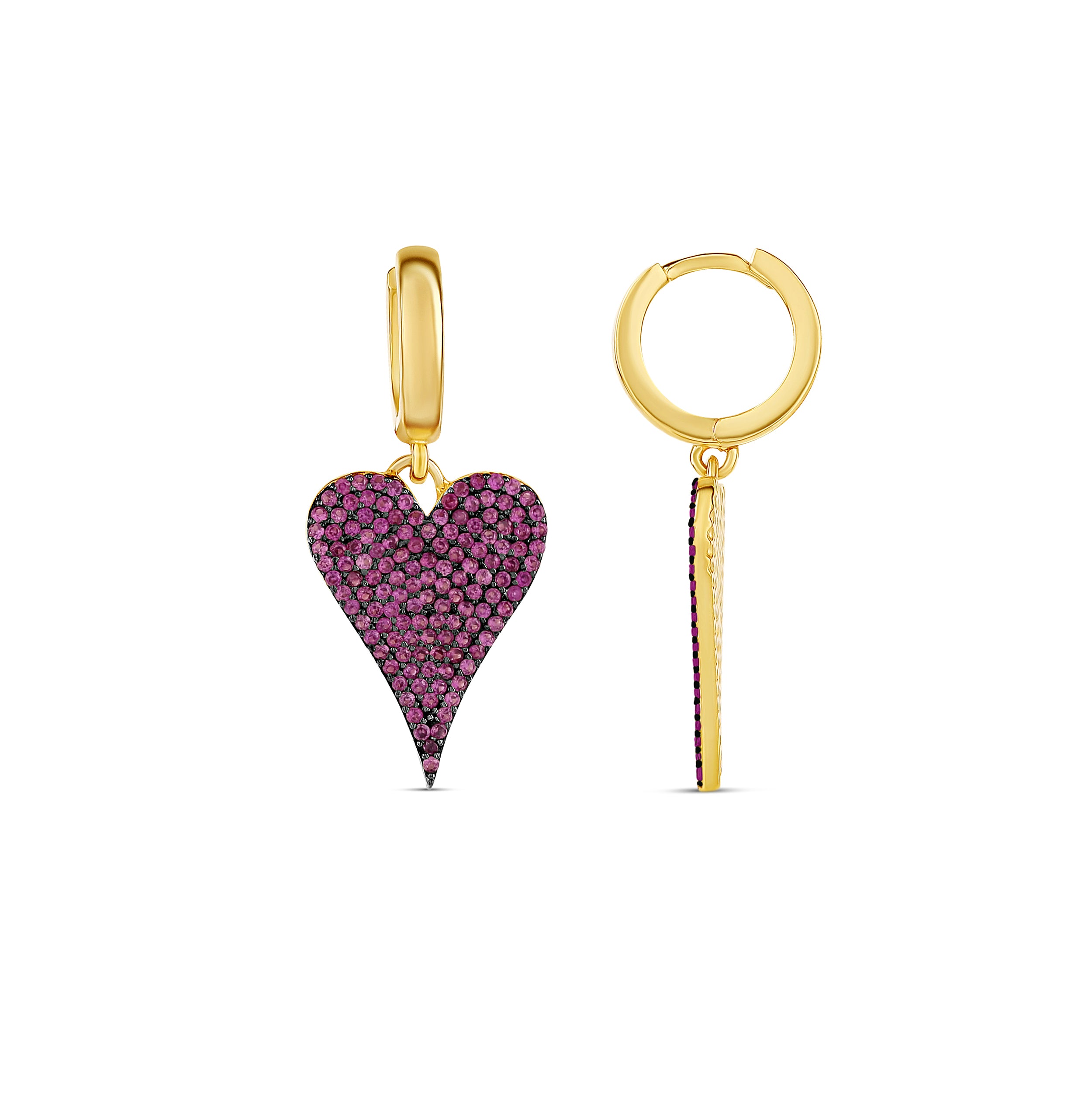 Pave Heart Drop Earrings