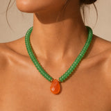 Green Onyx Drop Pendant Necklace