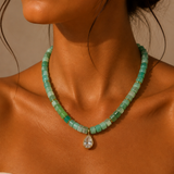 Green Opal and Pear Drop Necklace