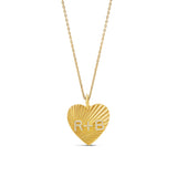 Personalized Fluted Pave Heart Initial Charm Necklace
