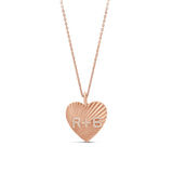 Personalized Fluted Pave Heart Initial Charm Necklace