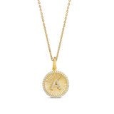 Personalized Fluted Pave Round Initial Charm