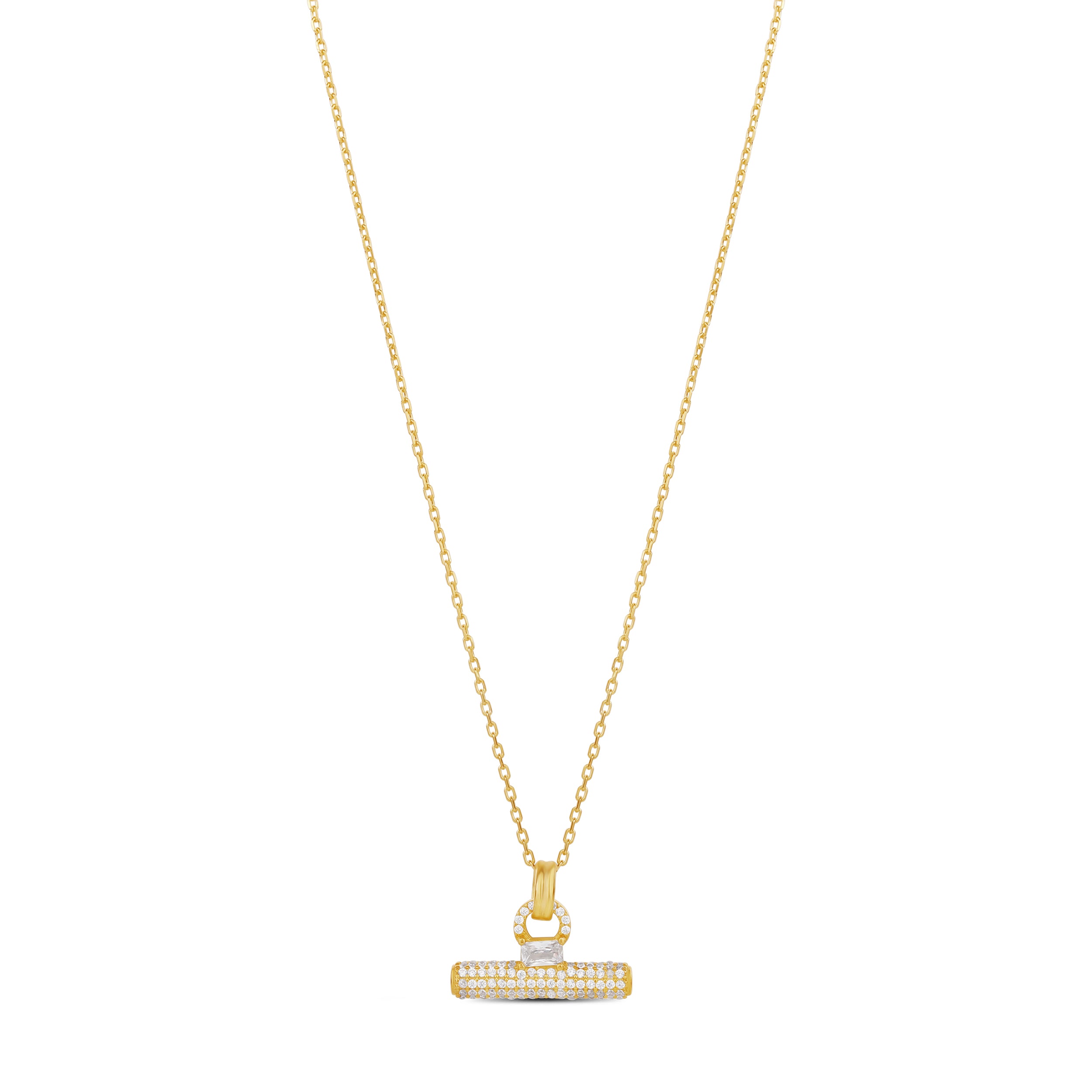 Pave T Bar Necklace