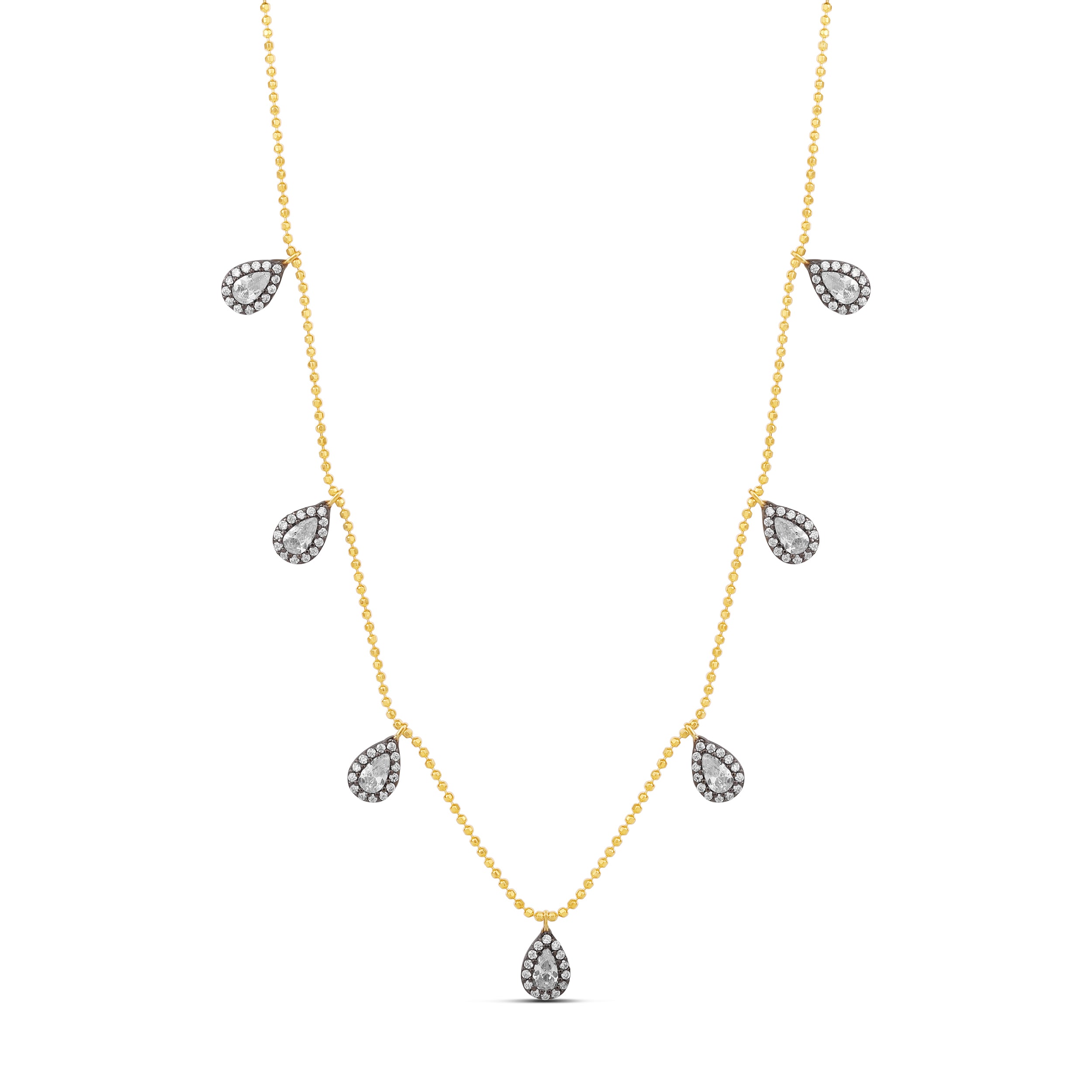 Multi Pear Shape Drop Necklace