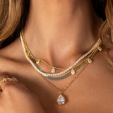 Large Pear Shape Stone on a Beaded Ball Chain