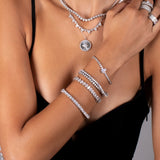 Bezel-Set Oval Tennis Statement Bracelet