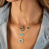 Turquoise and Pave Evil Eye Necklace