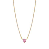 Fancy Heart Gold Tennis Necklace