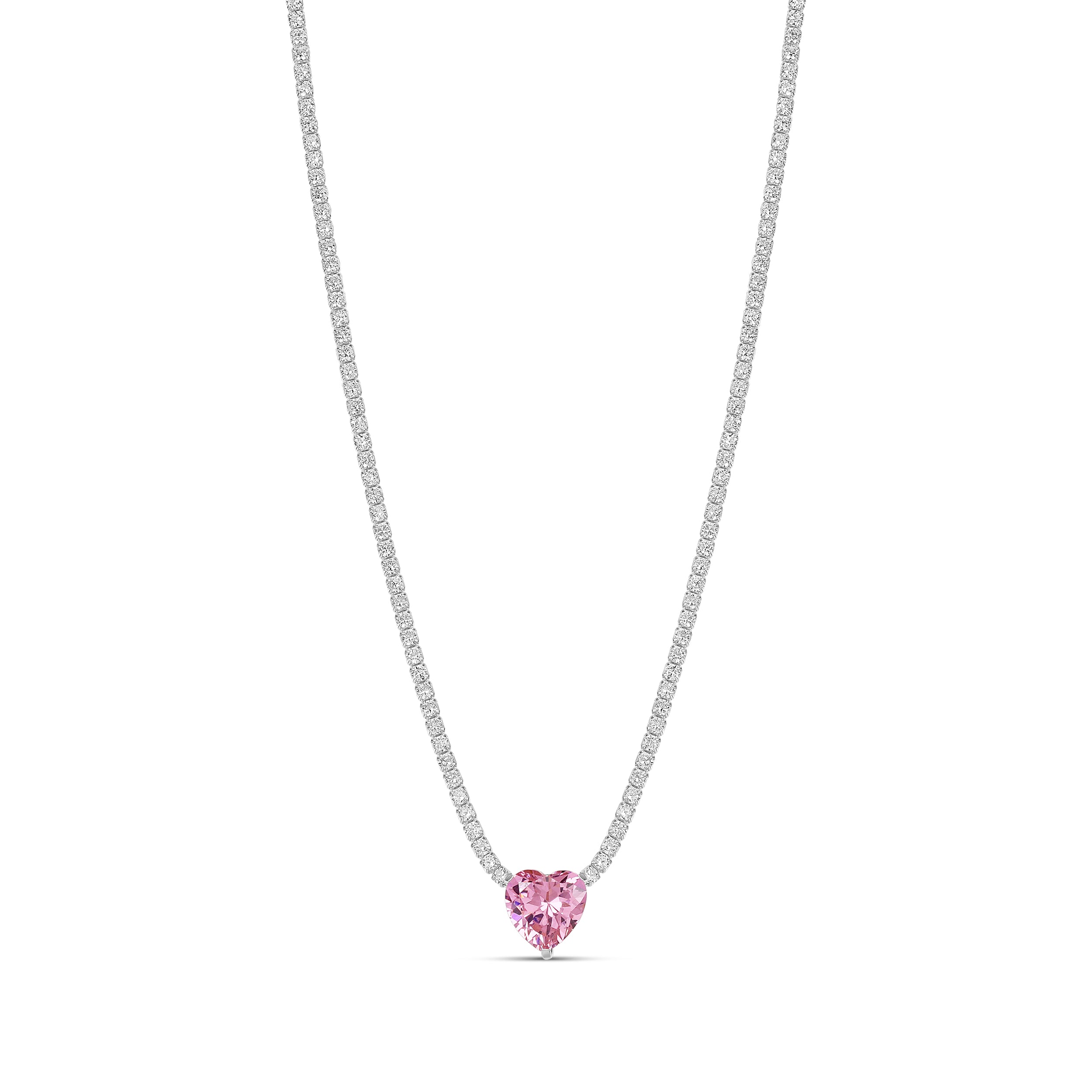 Fancy Heart Tennis Necklace
