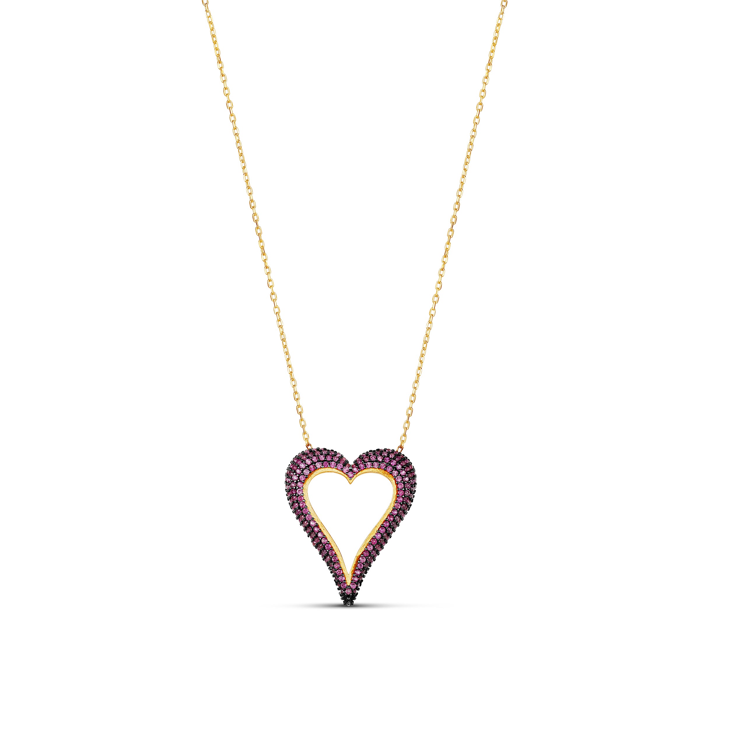 Pave Cutout Wide Heart Necklace