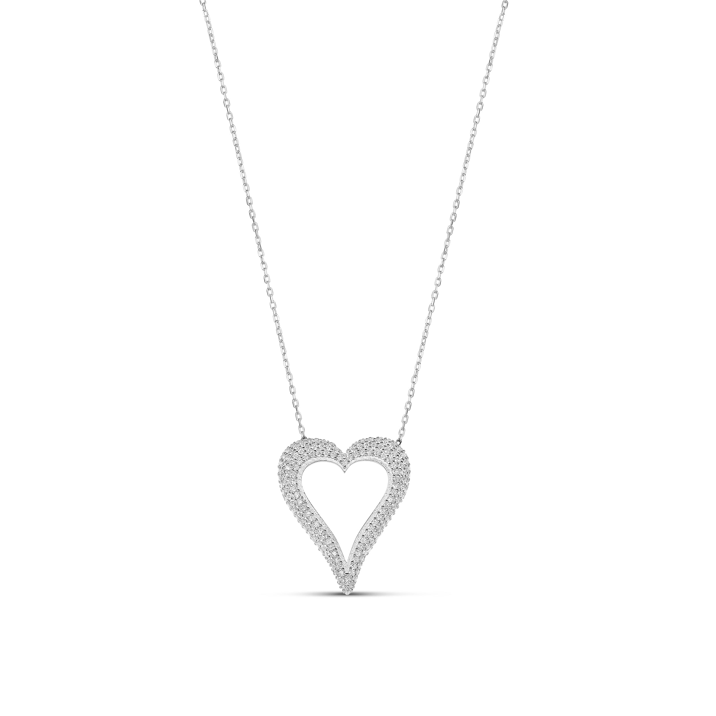 Pave Cutout Wide Heart Necklace