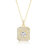 Square Pave Medallion Necklace