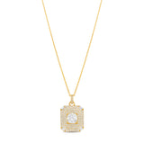 Square Pave Medallion Necklace