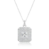 Square Pave Medallion Necklace