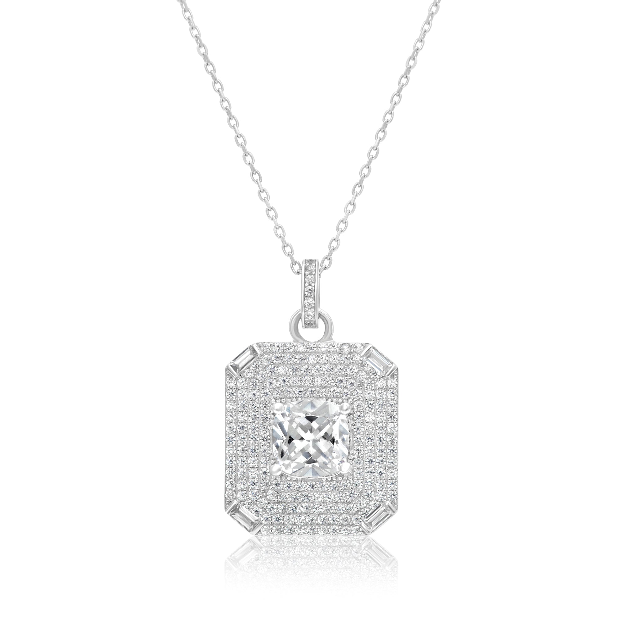 Square Pave Medallion Necklace