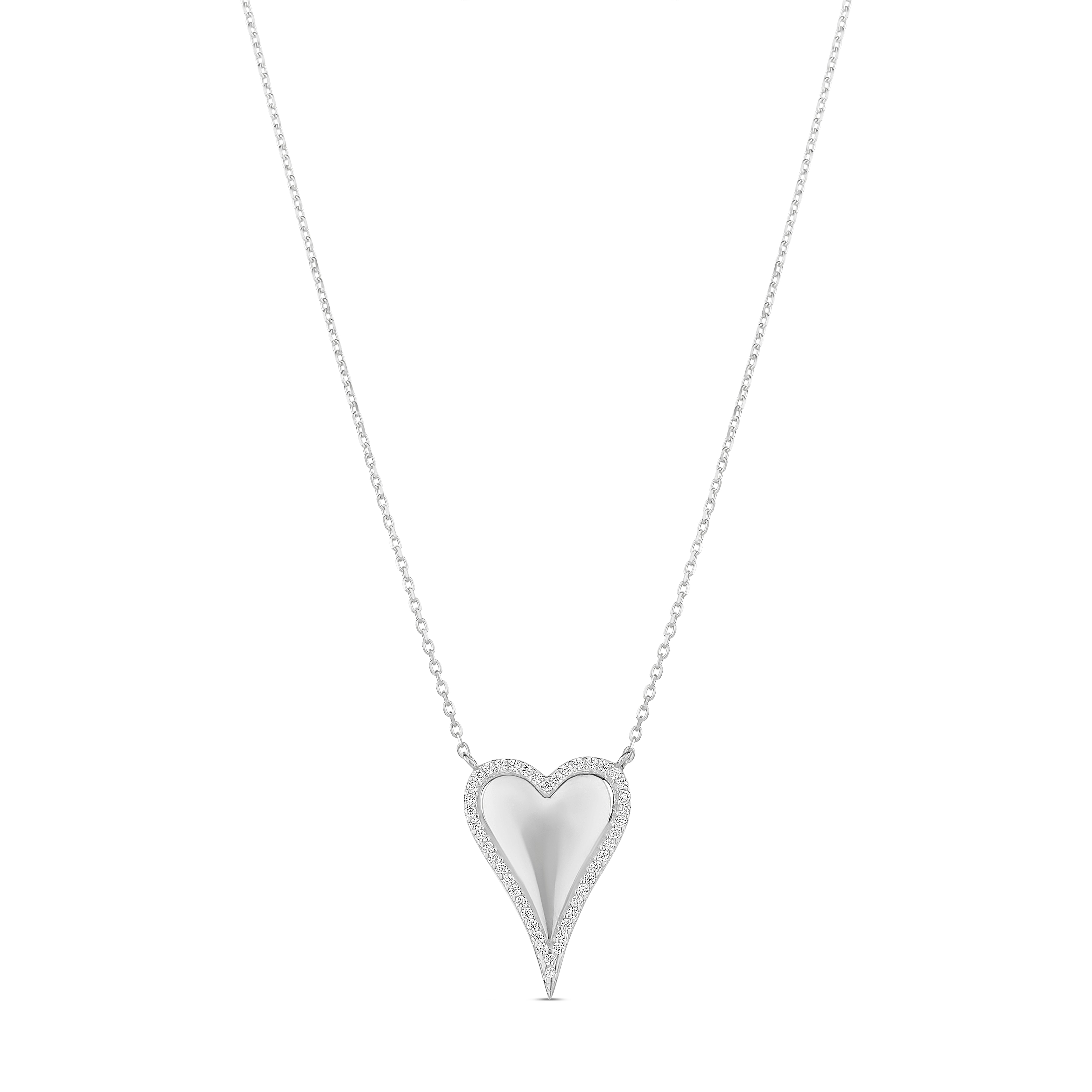 Pave Outline Heart Necklace
