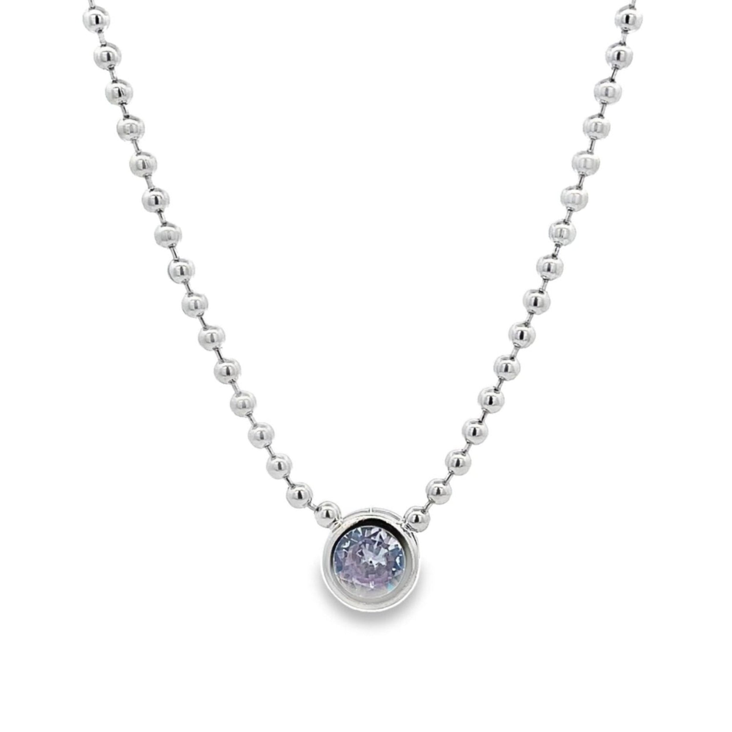 Bezel Round Pendant Ball Chain