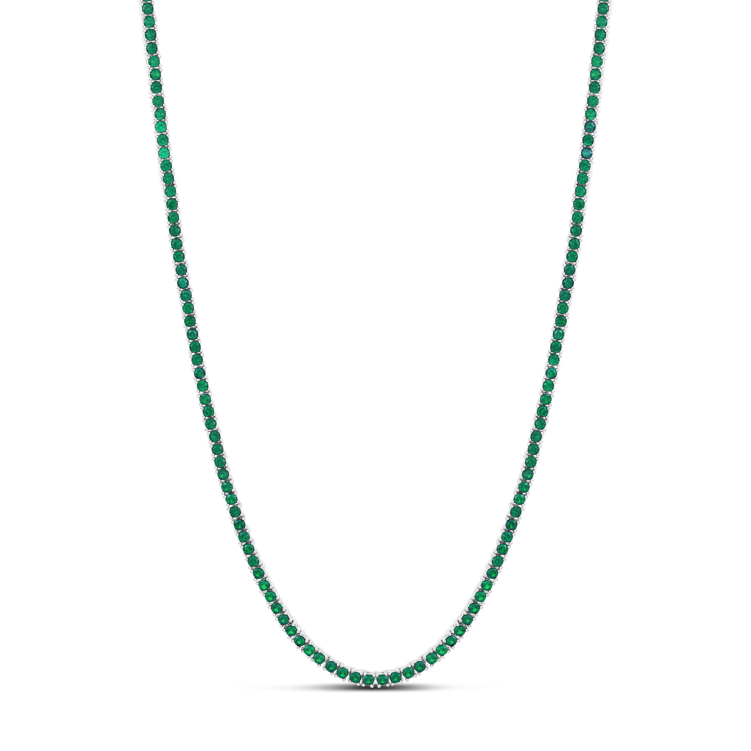 Classic Emerald 2mm Tennis Necklace