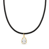 Pear Shape Stone on a Black Rubber Cord