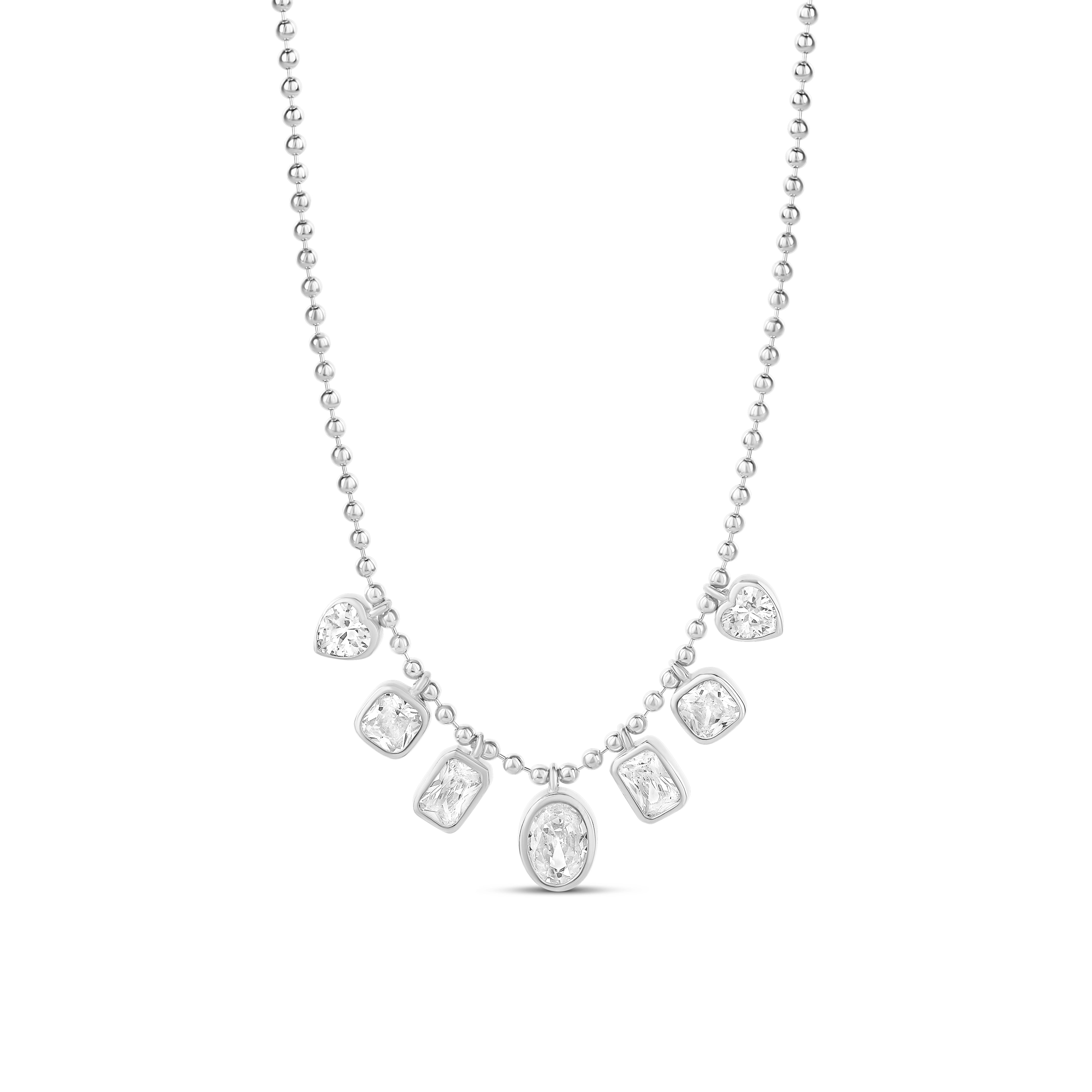Dangling Mix Shape Stones on Beaded Ball Chain