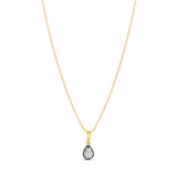 Black Rhodium Pear Drop Pendant on a Beaded Ball Chain