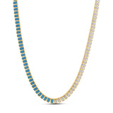 Half and Half Colored Emerald Tennis Necklace
