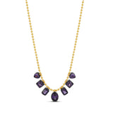Black Rhodium Dangling Mix Shape Stones on Beaded Ball Chain